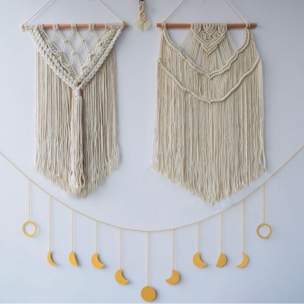 COPY - Jade Luxe Macrame 4 Piece Wall Hanging with Gold Moon Phase